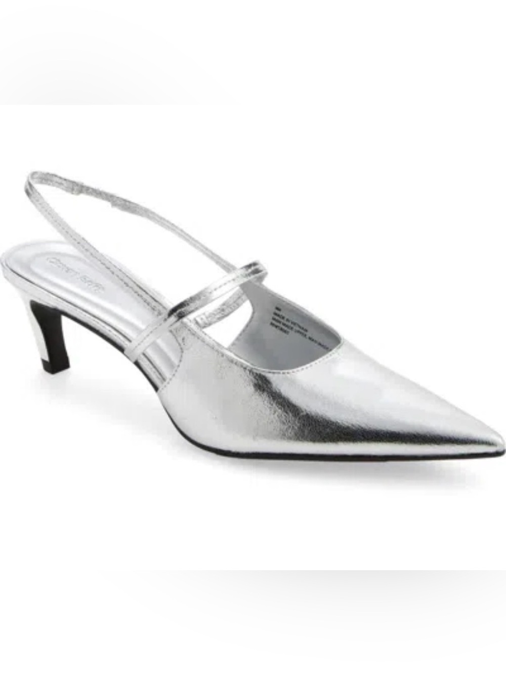 Open Edit Silver Pointed Slingback Kitten Heels